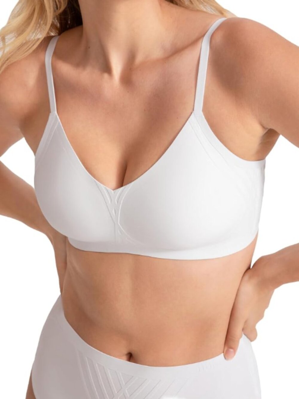 Honeylove White Silhouette Wireless Bra L